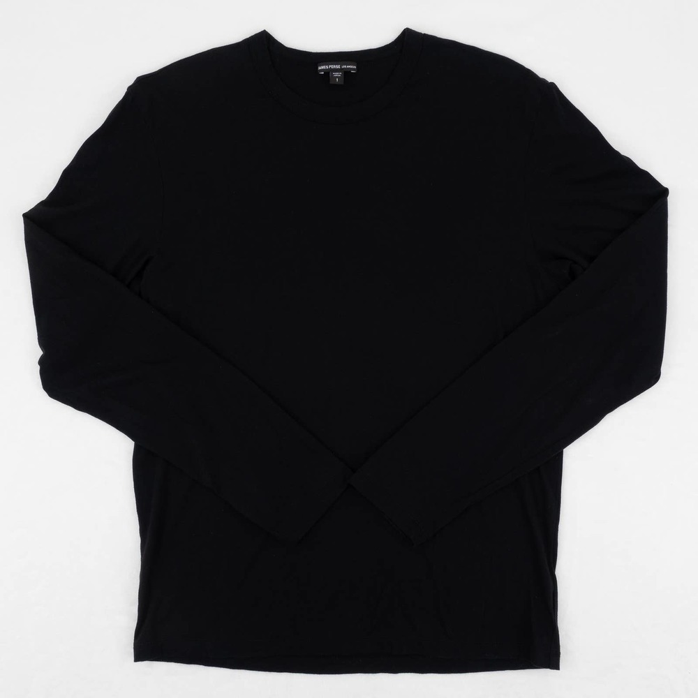 James Perse Elevated Lotus Long-Sleeve Crew Black Men's Small